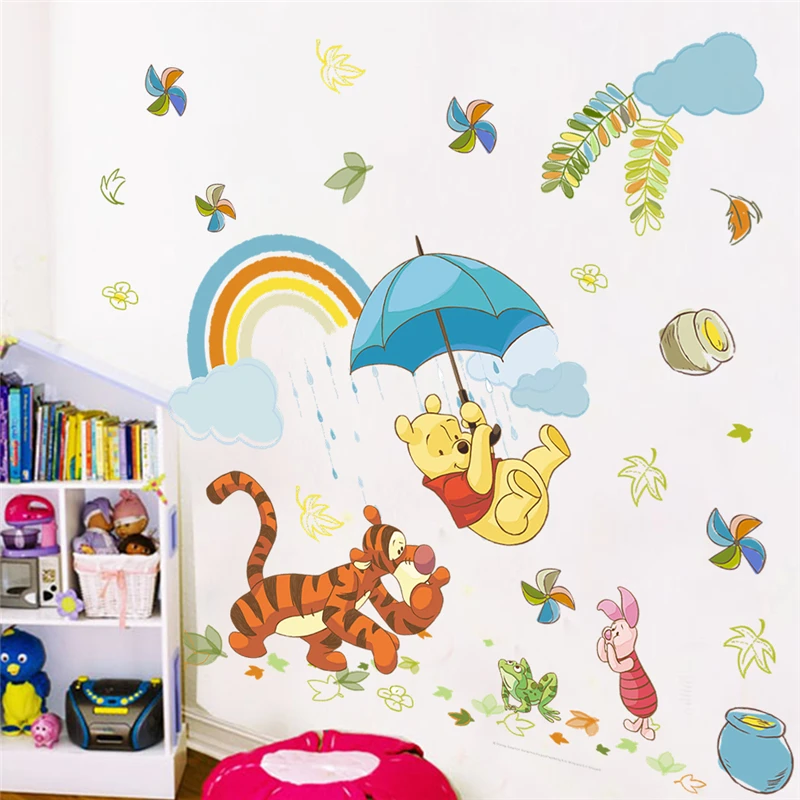 Disney winnie pooh wall decals for kids rooms home decorations 40*60cm animals zoo wall stickers pvc mural art DIY posters