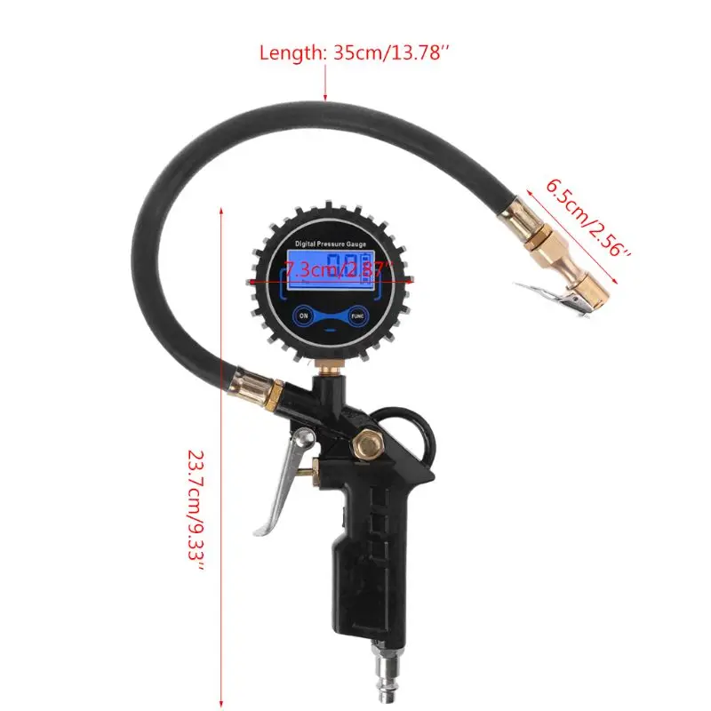 Автомобильный Грузовик Воздушный шиномонтажный насос с цифровым манометром 200 фунтов/кв. дюйм воздушный патрон и шланг пистолетного типа