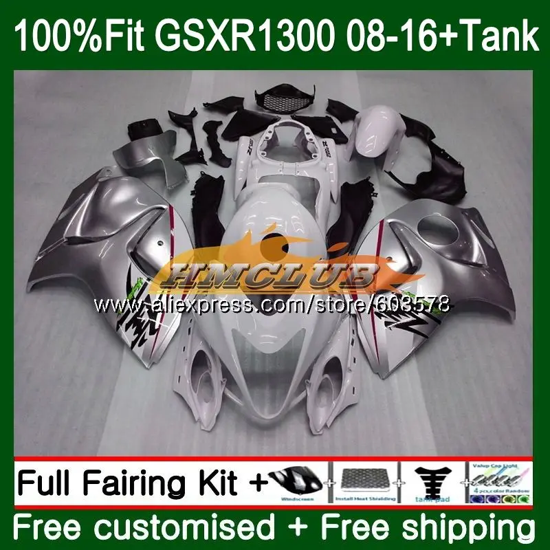 Инъекции для SUZUKI Hayabusa GSXR1300 08 13, 14, 15, 16 лет 22CL. 124 GSXR 1300 GSXR-1300 2008 2013 обтекатель серебристо-белый - Цвет: No. 1