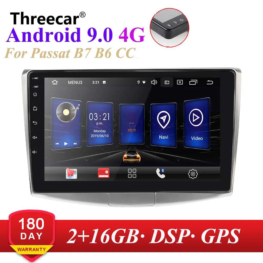 4G+ 32GB PX6 автомобильный мультимедийный плеер для Volkswagen Passat 7 B7 2010 2011 2012 2013 Android 9 радио авто навигация gps - Цвет: android 9