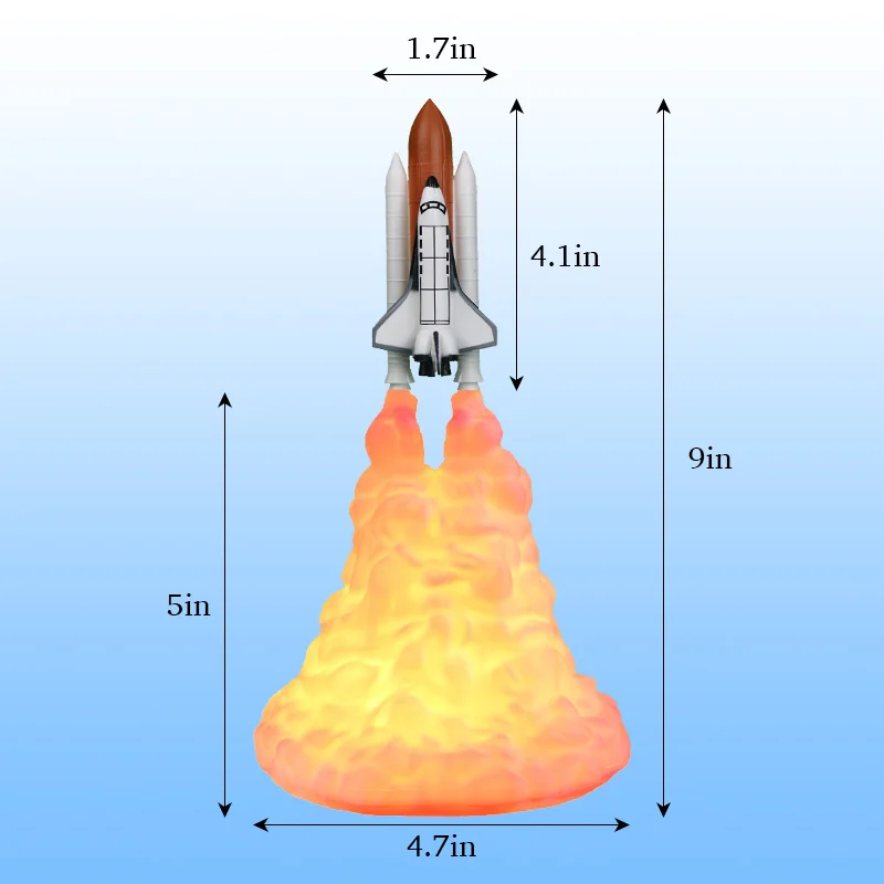 Small Size 3D печать космический челнок ночные огни Аэрокосмическое украшение сменный светодиодный фонарь ракета перезаряжаемый мяч освещение дропшиппинг - Испускаемый цвет: Small Size