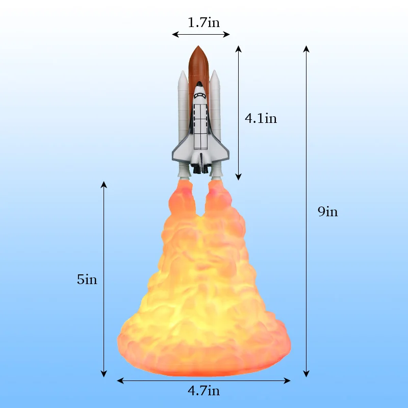 3D печать космический челнок ночные огни Аэрокосмическое украшение сменный светодиодный фонарь ракета перезаряжаемый мяч освещение дропшиппинг - Испускаемый цвет: Small Size