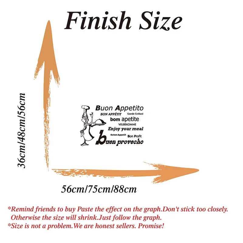 World Languages Enjoy Your Meal Chef Cooker Wall Sticker Kitchen Resturant Spanish Italian Bon Appetit Wall Decal Bar Vinyl  (1)