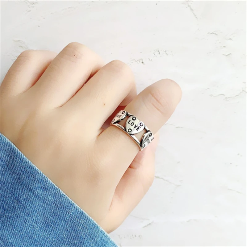 Открытые Кольца с надписью Love Heart однотонные дизайнерские женские ювелирные