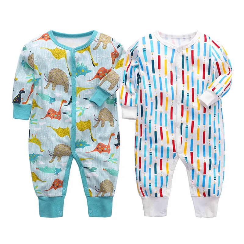 2pcs Unisex Newborn Baby Girl Clothes Footies Full Sleeve Baby Boy Footies Jumpsuit Cotton Pajamas fooly coat autumn - Цвет: Бежевый