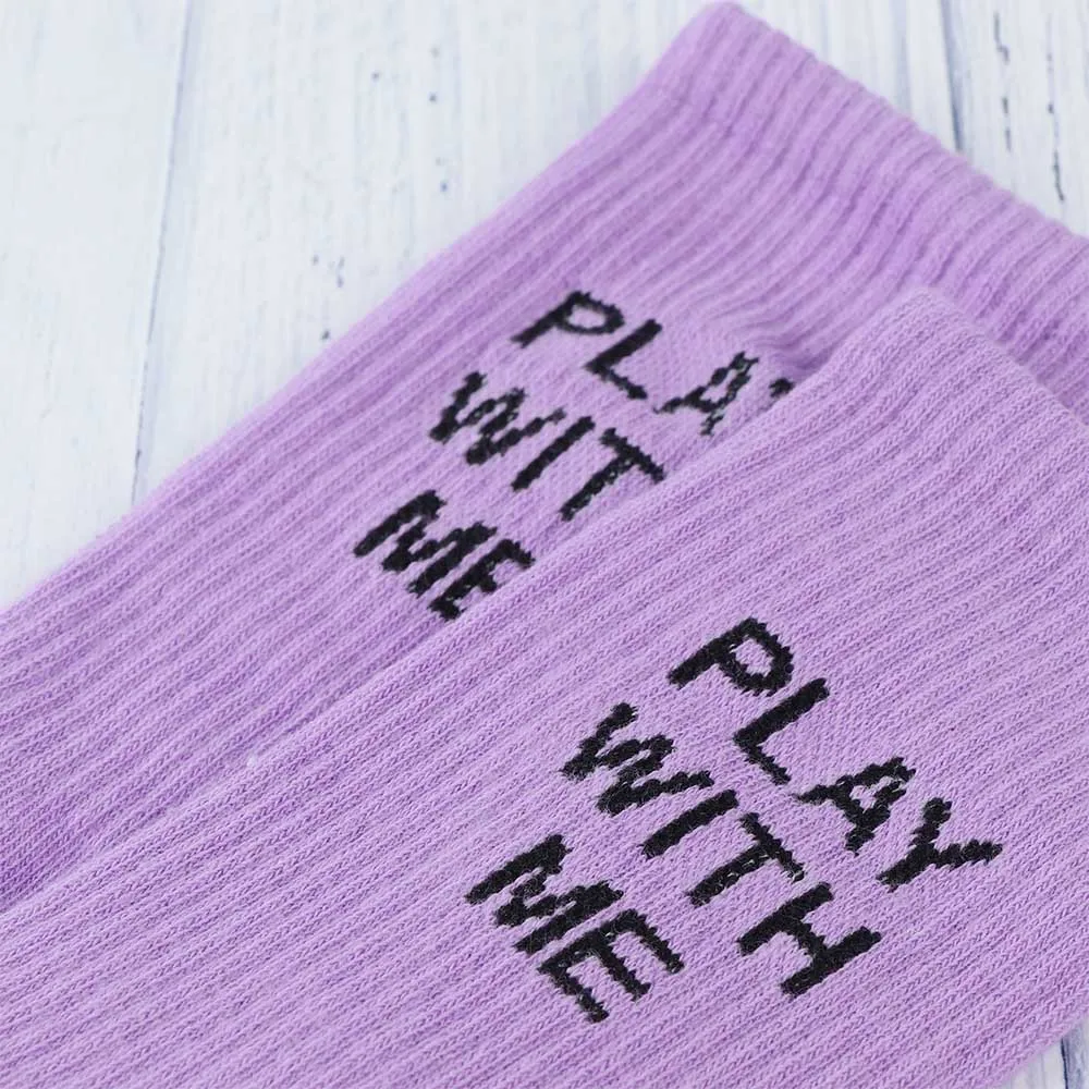 1 пара модных хлопковых дышащих повседневных носков с надписью «PLAY WITH ME» женские мягкие теплые удобные носки