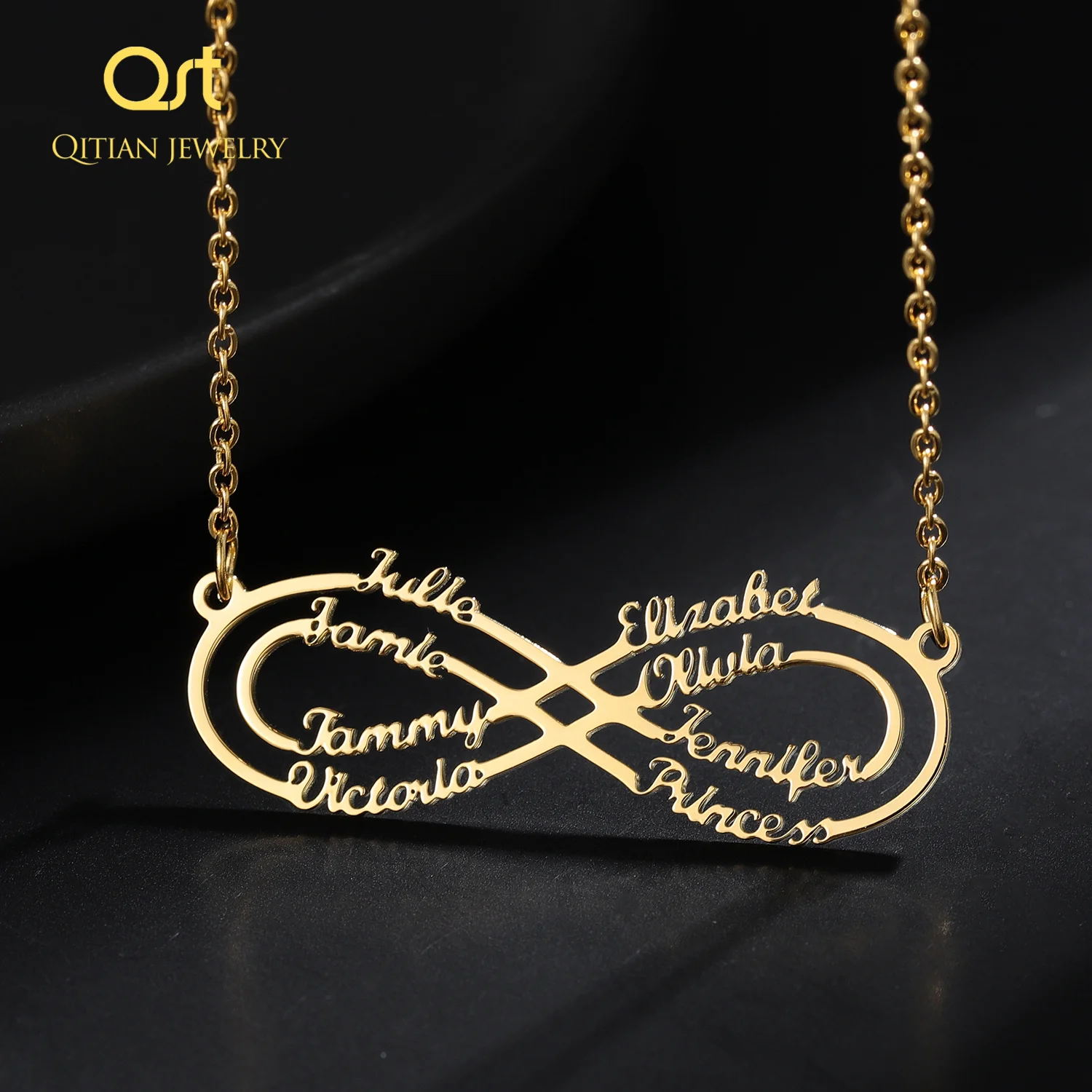 Collar personalizado con nombre infinito para mujer, colgante de acero inoxidable dorado con 1-8 nombres, joyería para regalos de - AliExpress Joyería y accesorios