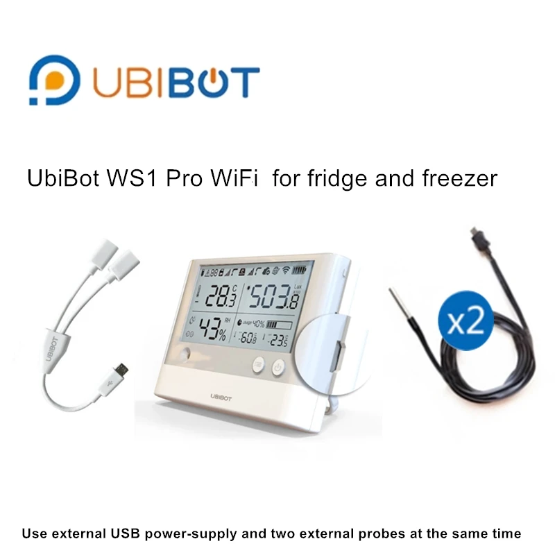 UbiBot WS1 Pro WiFi SIM комплект в холодное хранение холодильник и морозильник монитор температуры регистратор оповещения плоский кабель - Комплект: wifi USB Splitter