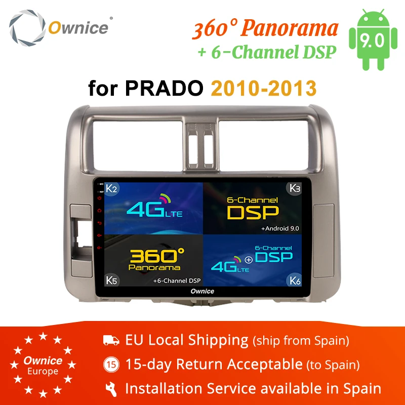 Ownice 8Core 4G DSP Android 9 0 автомобильный Радио плеер Navi для TOYOTA PRADO 2010 2011 2012 2013 2014-2016 DVD 360