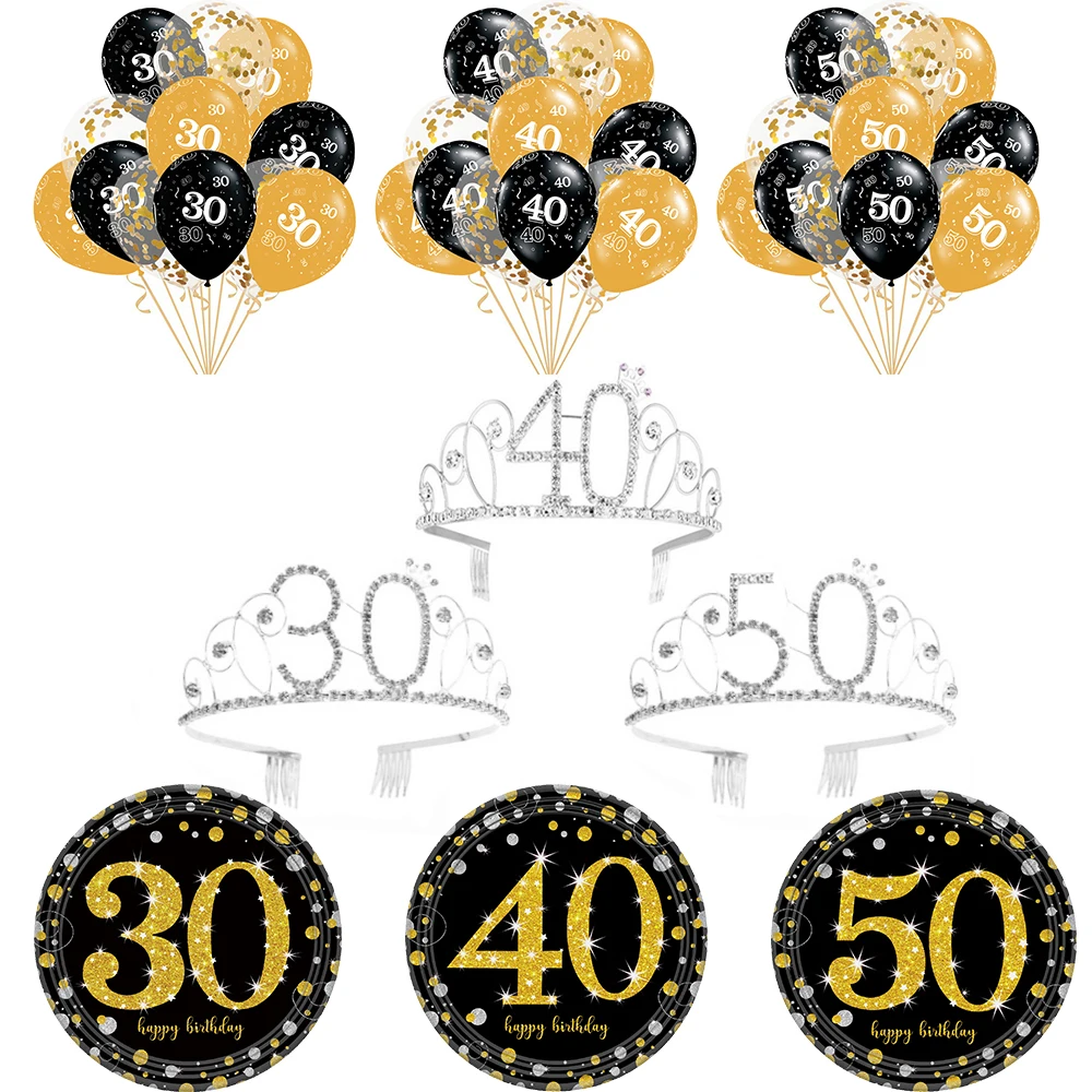 

30/40/50th Happy Birthday Balloons Gold Latex Balloon Party Decoration Adult Big 30th Party Decor Globo Birthday Supplies