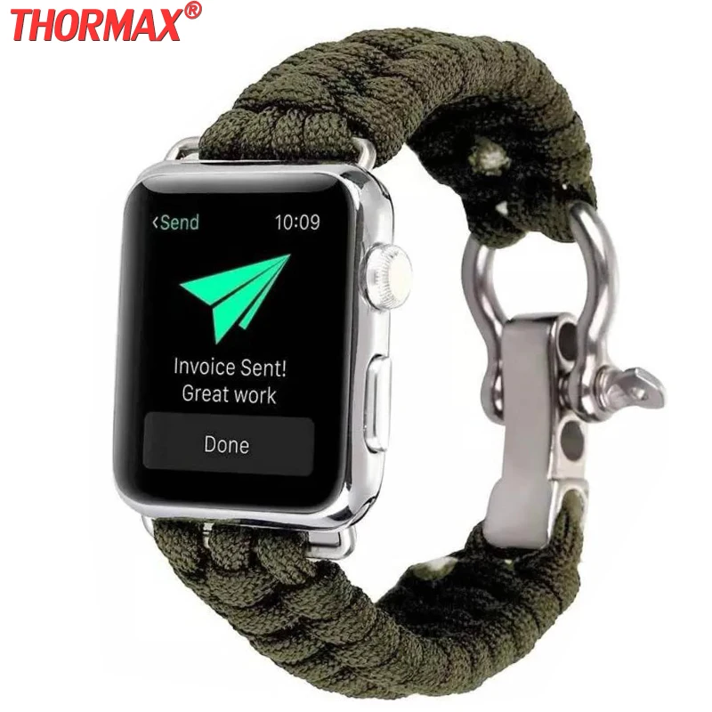 Outdoor Sport Nylon Strap Umbrella Rope Woven Bracelet Watchband for Apple watch 38/42/40/44mm Band Series 5 4 3 2 1