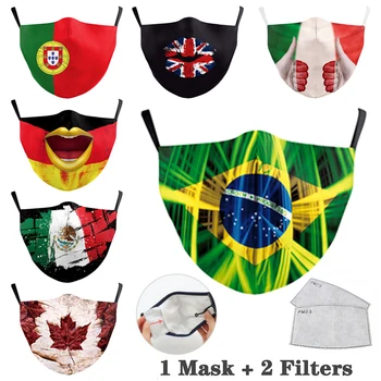 

2Pcs Filter Pad + 1pcs Mouth Mask PM2.5 Face Maske Pollution Mask Reusable Protective Facemask Adults Cotton Vintage Printed