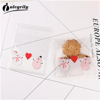 CUTE 25 {D& P 100pcs 10X10+ 3 см Рождество печенья конфеты упаковки хлеба самоклеящаяся Пластик печенье закуски выпечка посылка милые сумки через плечо - Цвет: CUTE 25