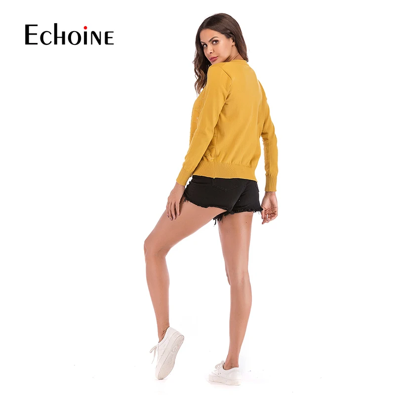 quality Casual knitted Cardigan Sweater Women 2019 New O-Neck Spring fall Solid red yellow Long Hollow Out Slim Sleeve Sweaters quality Casual knitted Cardigan Sweater Women 2019 New O-Neck Spring fall Solid red yellow Long Hollow Out Slim Sleeve Sweaters