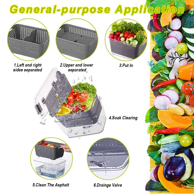 Wipaka Fruit Storage Containers for Fridge 5 Pack Plastic Fresh Produce  Saver Refrigerator Organizer with Lids and Drain Colanders for Salad Berry