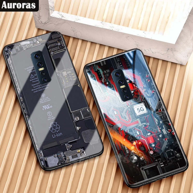 Auroras For VIVO V17 Pro Case Explorer Painted Tempered Glass Cover vivo v17 pro Cases Funda | Мобильные телефоны и