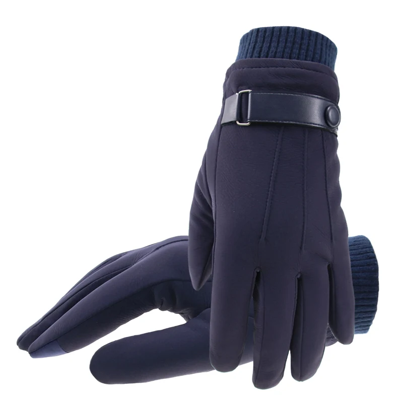 

Men Gloves Winter Keep Warm Touch Screen PU Leather Windproof Thick Cashmere Guantes Driving Anti Slip Outdoor Male Gloves