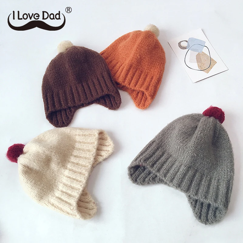 

Colored Balls Baby Hat Knitted Warm Children Girl Boy Autumn Winter Bonnet Hat Elastic Solid Color Kids Toddler Beanies Cap