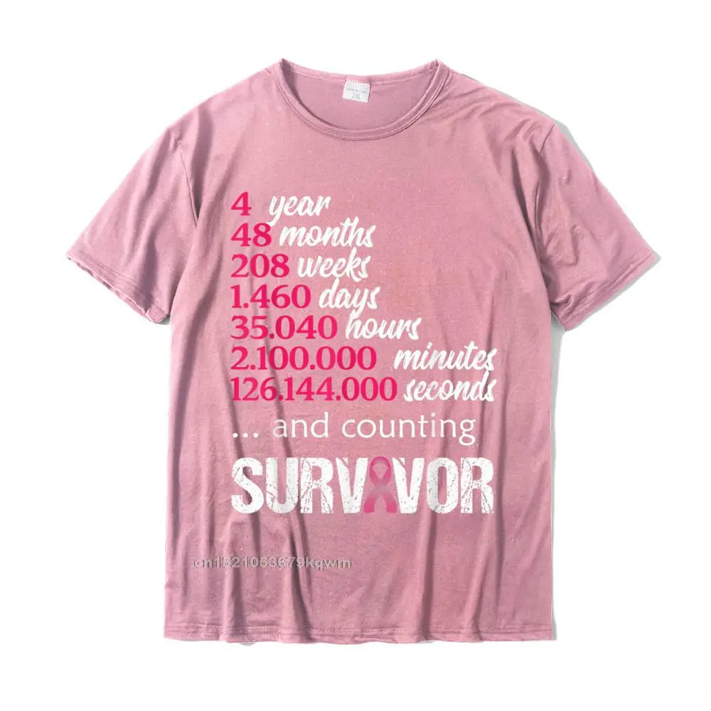 Europe Casual Printed Short Sleeve Summer Autumn T Shirt 2021 New Fashion Round Collar Pure Cotton Tees Men T Shirts Four 4 Year Survivor Breast Cancer Shirt Awareness Gift 2018 T-Shirt__4532 pink