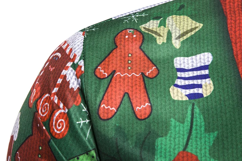 Мужская Рождественская рубашка, новинка, Мужская Рождественская рубашка с длинными рукавами и принтом Санты, Мужская Рождественская рубашка с двумя фальшивыми принтами