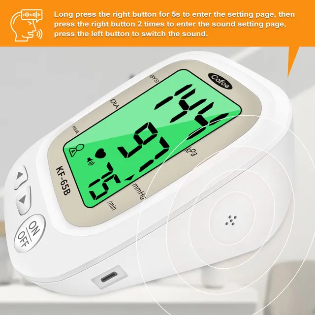 Cofoe ArmAutomatic Blood Pressure Monitor BP Sphygmomanomete Pressure Meter Heart Rate Measurement/Arrhythmia Detector Tonometer 4