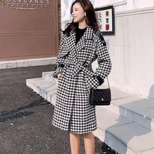 Высокое качество новое зимнее стильное дизайнерское подиумное пальто женское твидовое шерстяное длинное пальто