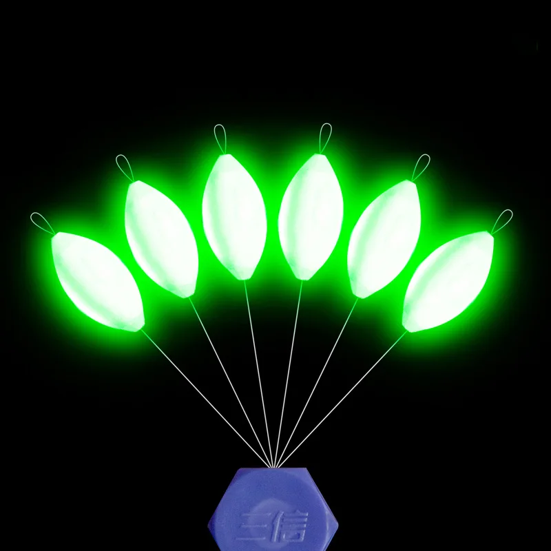 Lot de 5 flotteurs lumineux 7 étoiles pour pêche de nuit, lumière verte, modèles 000# à