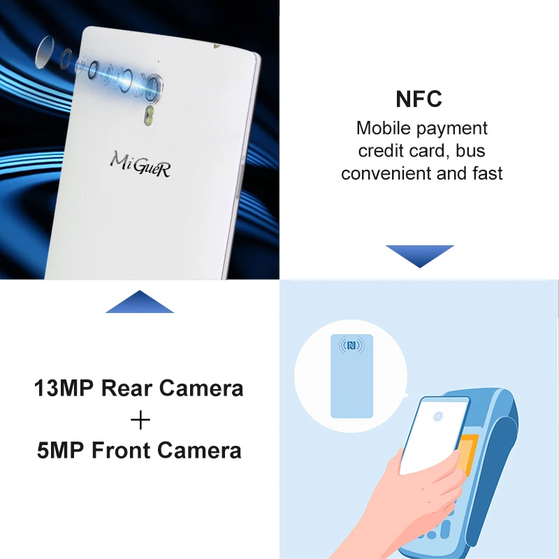 MiGueR Note 10 4G NFC Смартфон 5 ''HD 2GB ram 16GB rom Snapdragon 801 четырехъядерный 13MP + 5MP 2800mAh OTA OTG gps LTE
