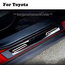 Автомобильная наклейка, Накладка на порог из нержавеющей стали для Toyota RAV4, аксессуары для автомобиля