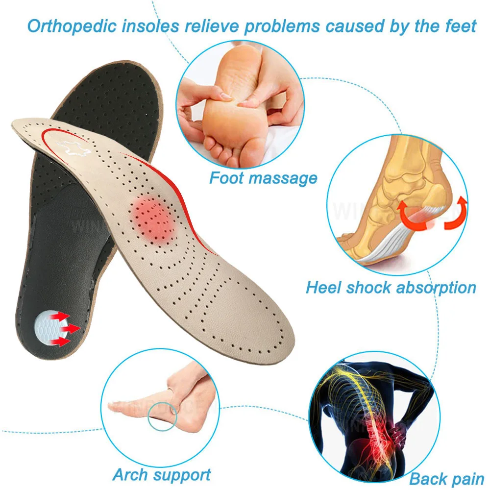 Ортопедическая стелька из высококачественной натуральной кожи для плоскостопия, поддержка свода стопы, ортопедическая обувь, стельки для ног для мужчин и женщин, бычья нога