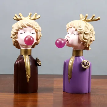 

Home furnishings housewarming gift antler bubble girl home decoration accessories for living room creative gifts