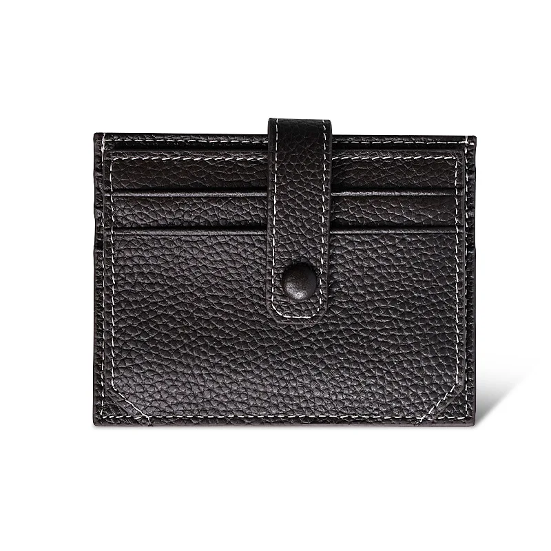 

2020 New Genuine leather Men card holder Ultra thin id holder Short Small Purse for cards Solid Hasp Cover for driver's license