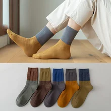 Autumn and winter socks Men's cotton socks Korean version of the solid color soft sweat men's socks breathable warm classic