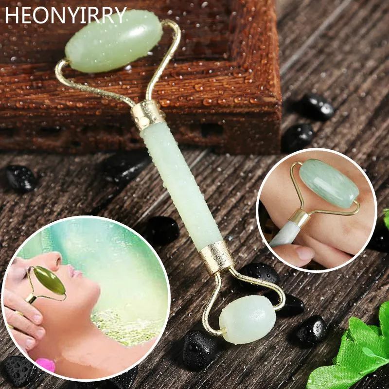 Двойной массажный ролик для лица, Jade, для похудения лица, для тела, для шеи, для природы, устройство, Прямая поставка, уход за кожей, инструменты для подтяжки лица