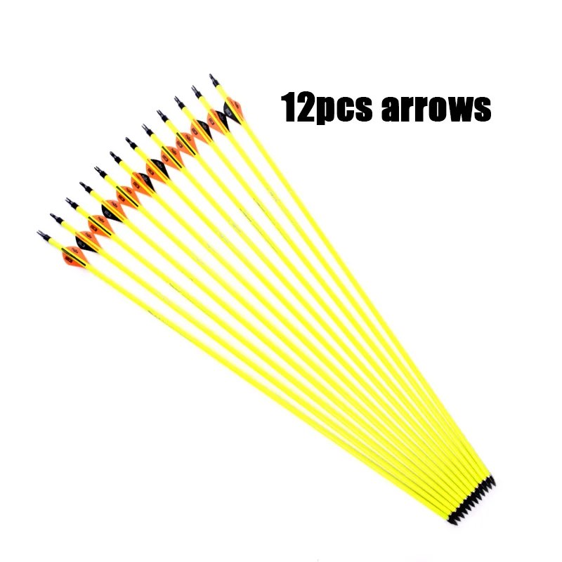 12pcs Arrow 12 шт. композитный лук 30 дюймов углерода фиксаторы стрел Сменные стрелки+ 6 шт. ID6.2mm светодиодный освещенные хвостовик стрелы для стрельба из лука - Цвет: 12pcs Arrow