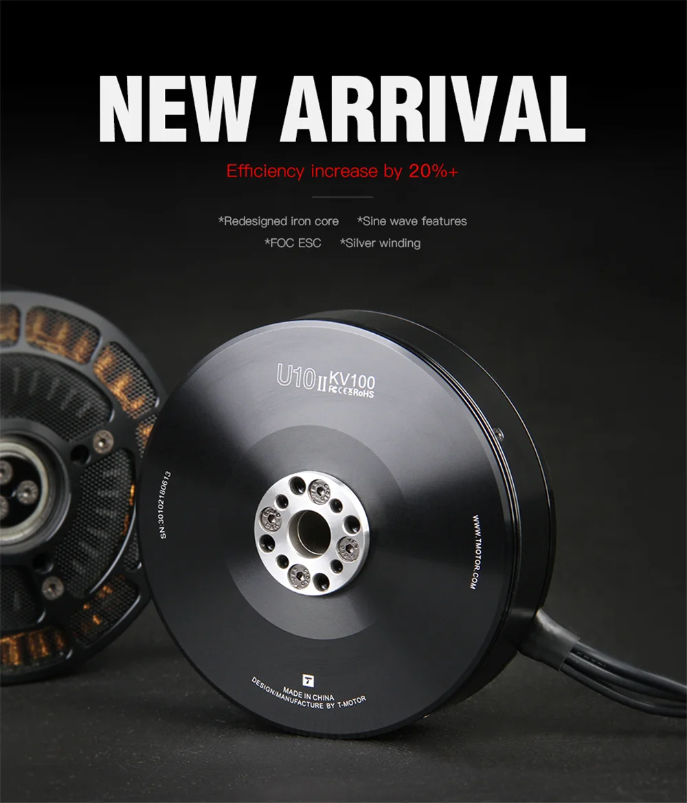 TMOTOR U10 II 100кв БПЛА высокая эффективность высокая Тяга Водонепроницаемый бесщеточный двигатель Макс. Тяга 10,6 кг поддержка FOC ESC драйвер