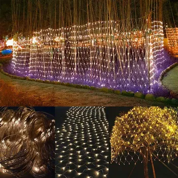 

2* 204LEDs LED String Lights Net Mesh Lights Dimmable With Remote Control Tree-wrap With 8 Modes For Christmas Outdoor Garden