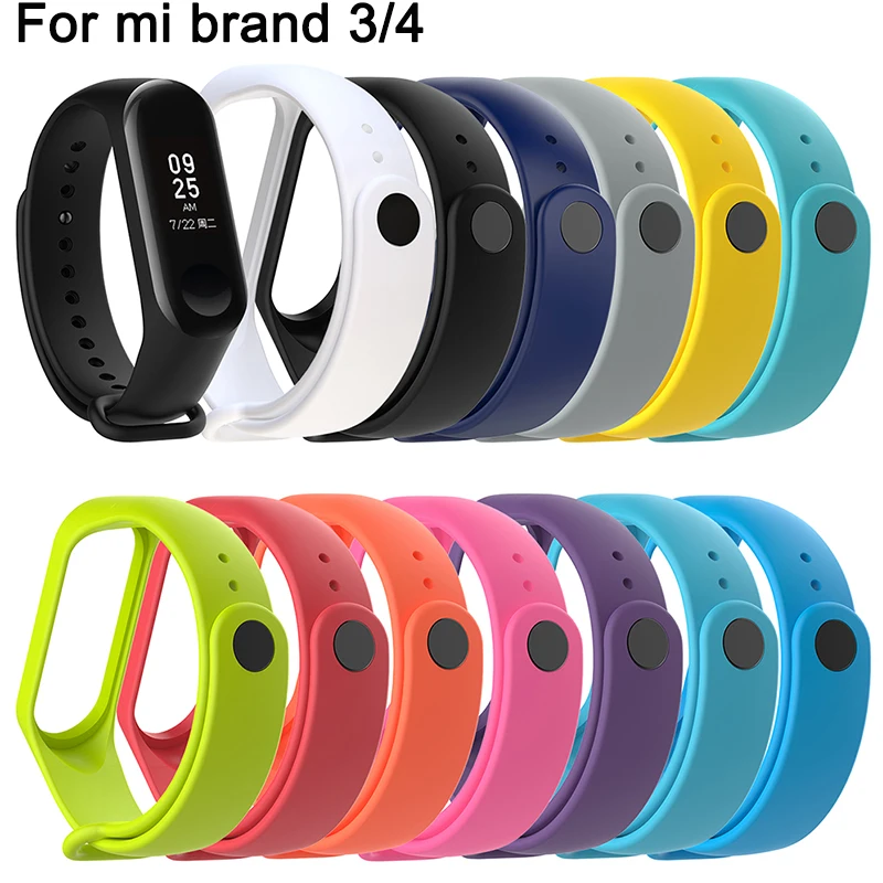 Браслет для xiaomi mi Band 3 4 спортивный ремешок часы силиконовый band браслет чехлы на