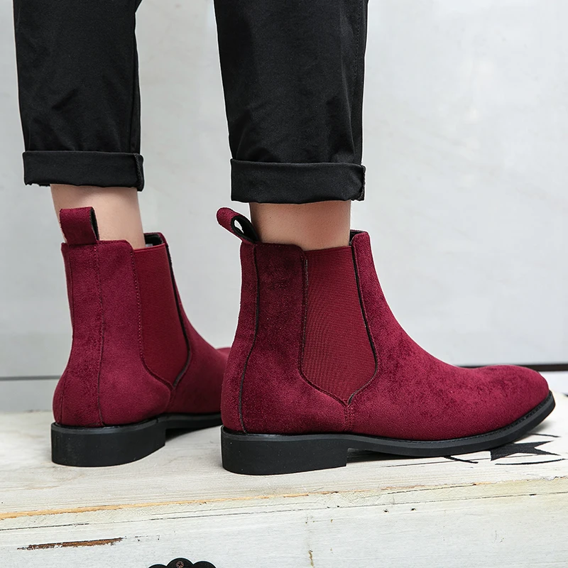 YEINSHAARS Dropshipping Men Boots Luxury Retro Elegant Chelsea Boots Men Cow Suede Leather Lovers' Shoes Plus Size 38-48