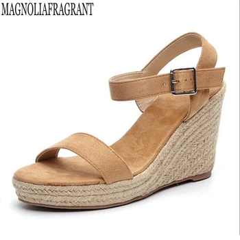 

new Women Summer Platform Sandals Female Fish Mouth High Heels Wedge Shoes Lady Sexy Word strip Buckle Rome Sandals hy90