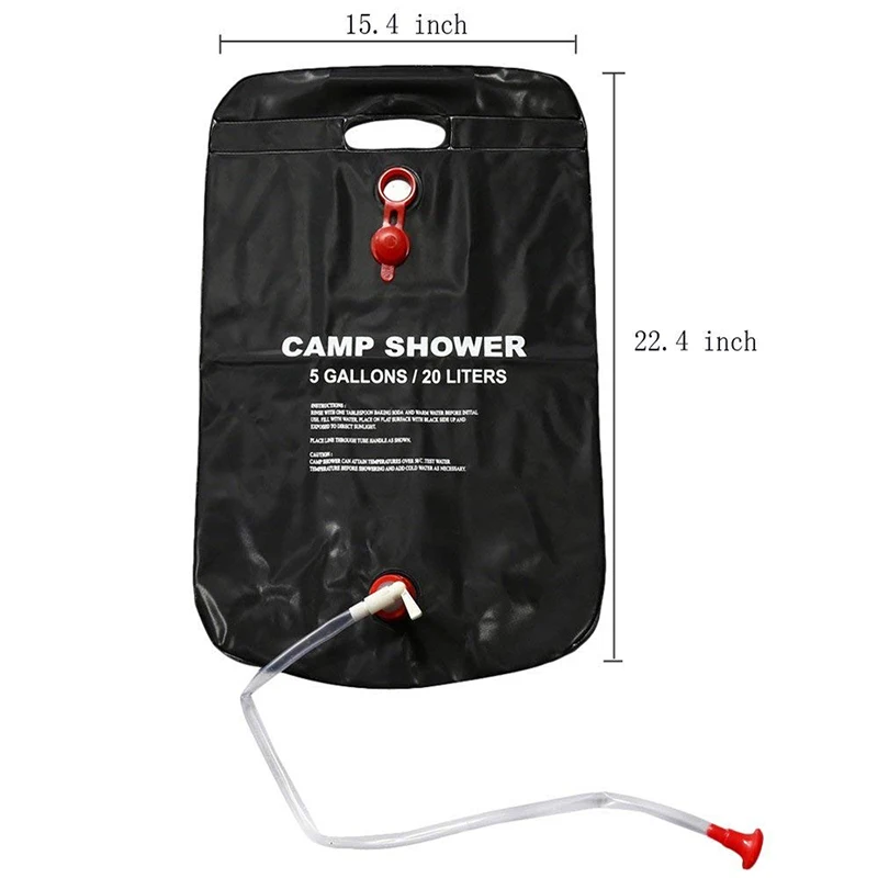 2 x 20L Camping Shower bag- Portable Solar Heated 5 Gallon/20 Litre Travel Shower bag- Black