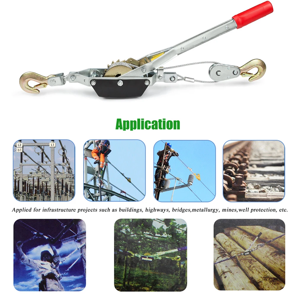 4-Ton Hoist Ratchet Hand Lever Puller Heavy Duty Hand Puller Come Along 2 Hooks Cable