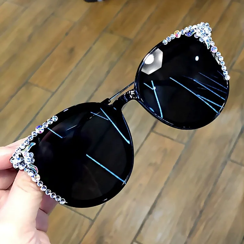 Fashion Round Cat Eye Sunglasses Women Vintage Luxury Rhinestone Sun Glasses Retro Diamond Eyeglasses Uv400 Lentes De Sol Mujer