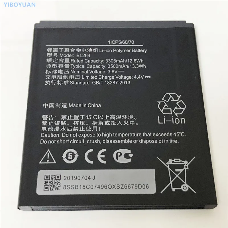 

3.8V 3500mAh BL264 For Lenovo Vibe C2 Power k10a40 k10a40_S120_161203_Row Battery