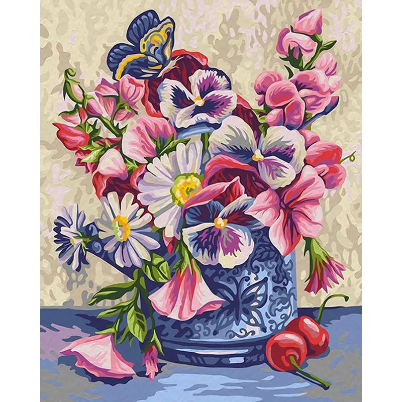 

Gatyztory Flowers DIY Painting By Numbers HandPainted Oil Painting Canvas Colouring Home Decor 60Ã—75cm