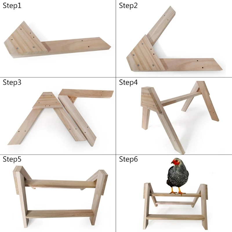 Chicken Perch Wood Stand Pet Hens Large Bird Parrot Coop Roosting Handmade Wooden Tripod Stand
