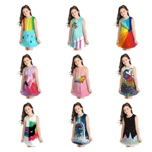 Лето года, детские платья принцессы для девочек-подростков, Повседневный Сарафан платье с принтом Одежда для детей-подростков 7, 8, 9, 10, 11, 12 лет