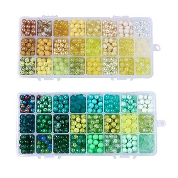 

24 Color Hand-Colored Cracked Round Beads for Jewelry Making