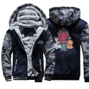 

Men game of toys print fashion hooded camouflage hoodie plus velvet thick big size sweatshirt 2019 fall winter long sleeve coats