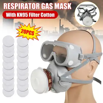 

Painting Spraying Respirator Gas Mask Protect Goggles Dust Mask Safety Work Protective Anti Pollution with 20Pcs Filter Cotton